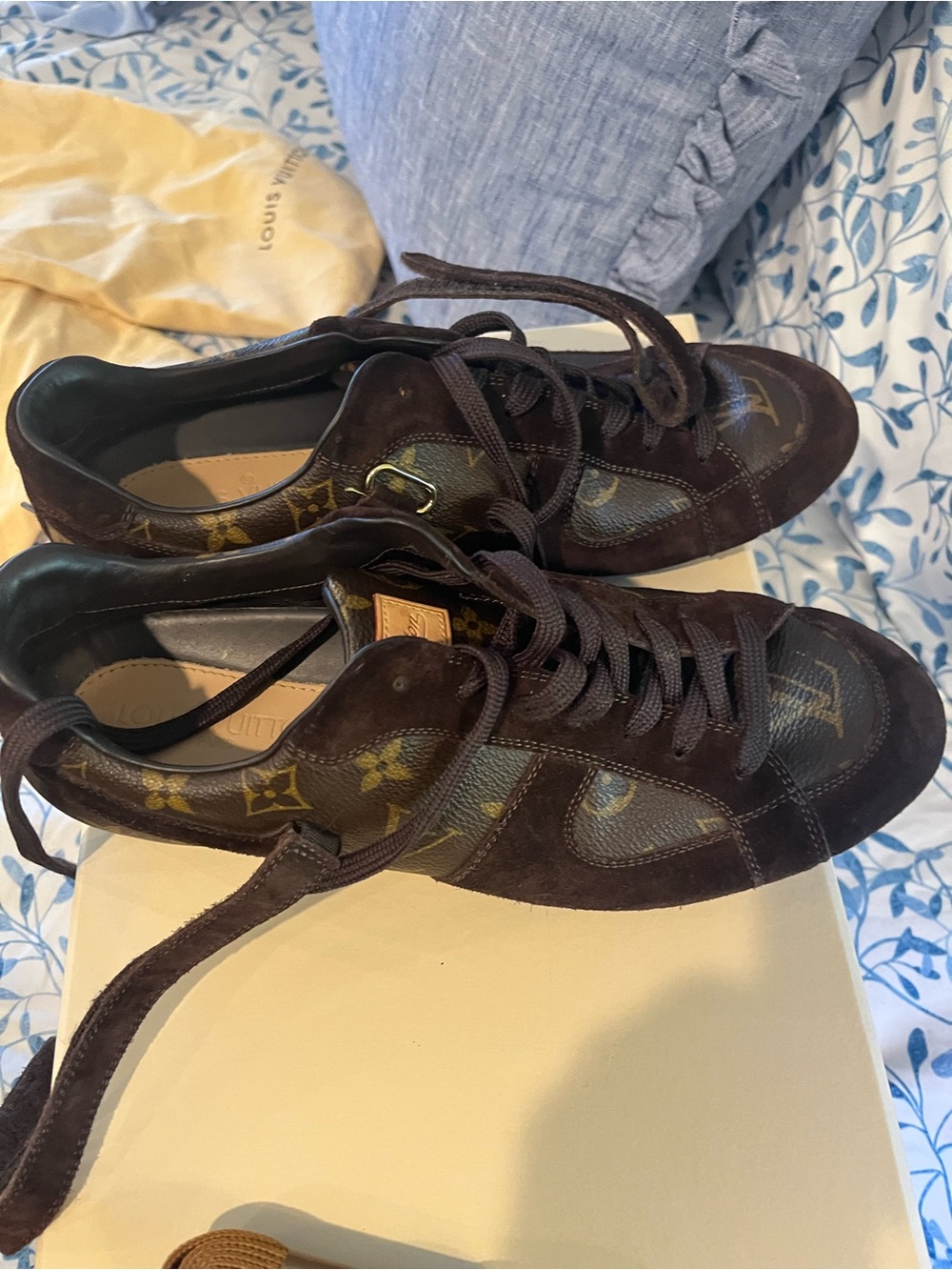 Louis Vuitton Brown Monogram Suede Lace-Up Sneakers